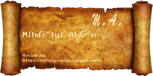 Mihályi Alán névjegykártya